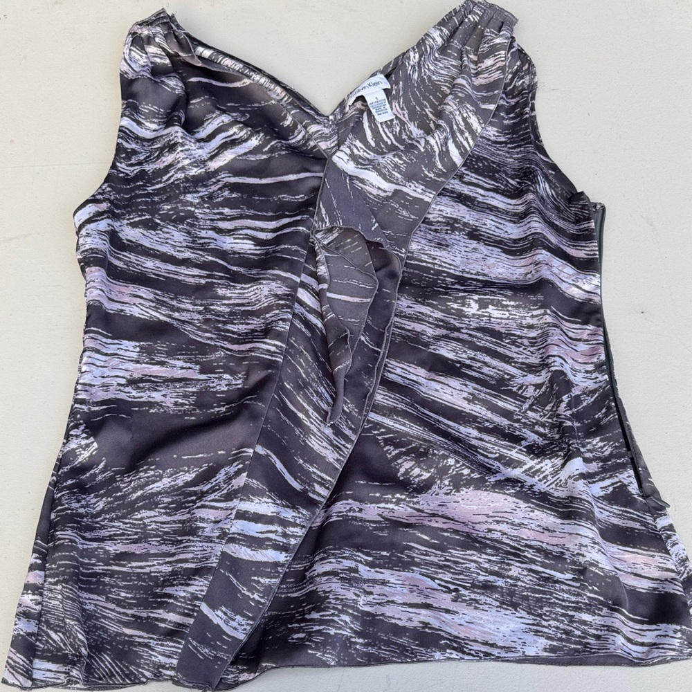 Calvin Klein Black and Gray Patterned Tank Top